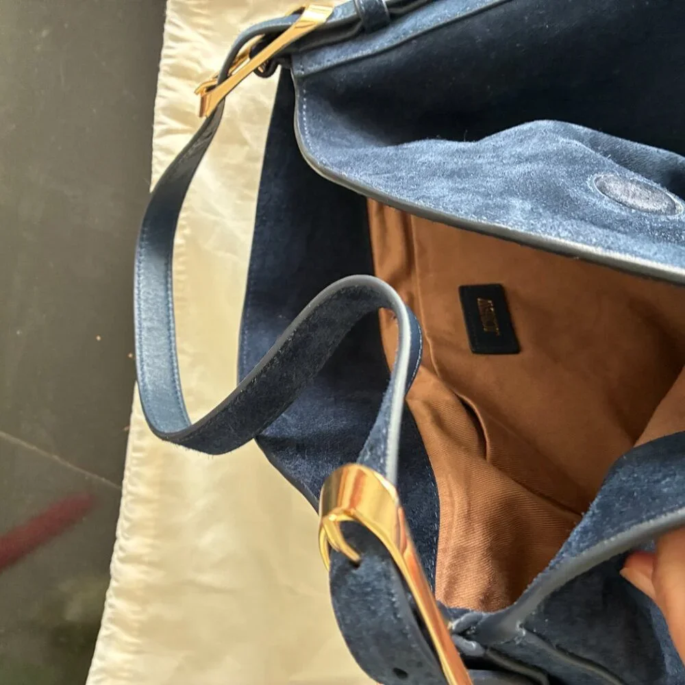 J Crew Berkeley Shoulder Bag in Navy Suede - Picture 7 of 7